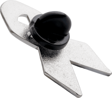 Black rubber clutch backing on a lapel pin