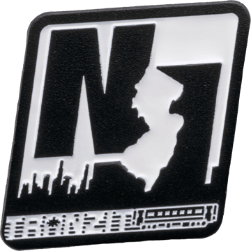 Black metal lapel pin